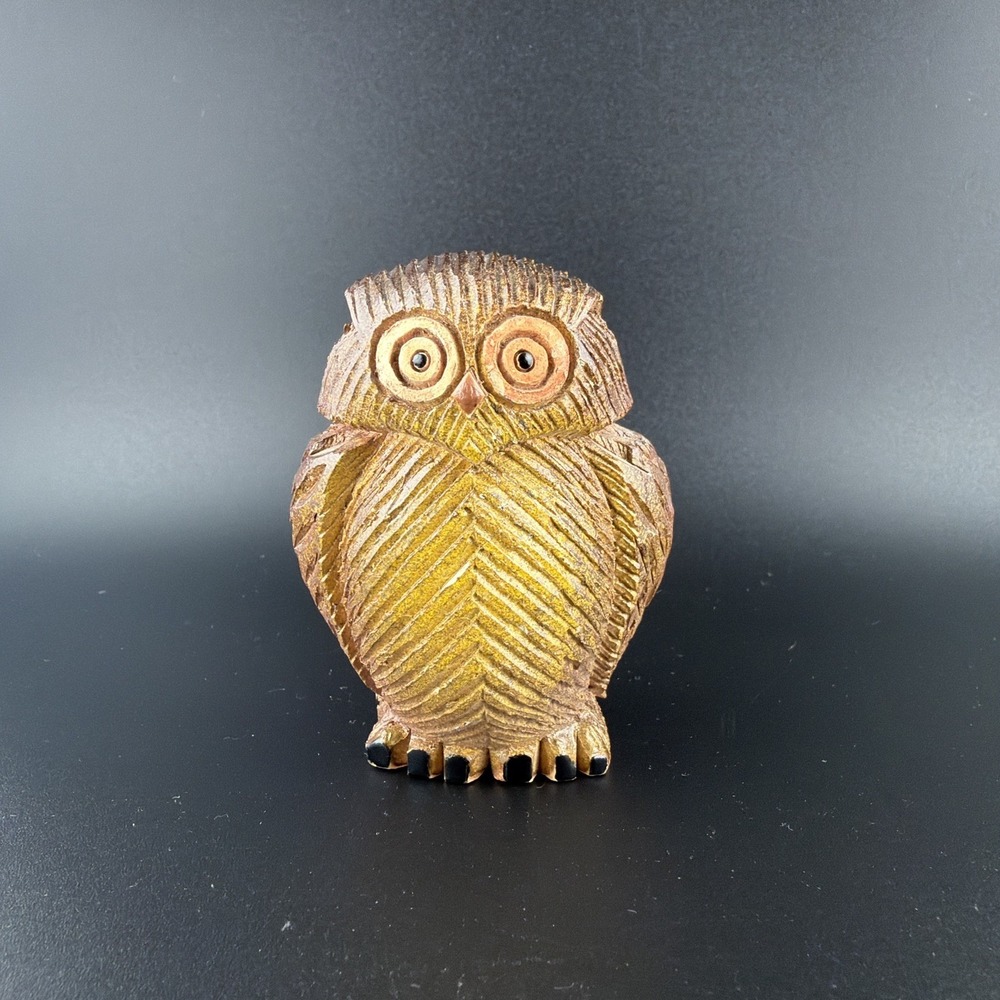 Artesania Rinconada Owl Figurine Signed Uruguay Hand Carved Pottery Bird Vintage